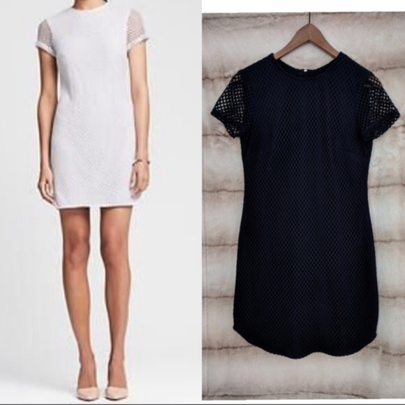 Banana Republic Dresses & Skirts - BANANA REPUBLIC Navy Mesh Zip Back Dress